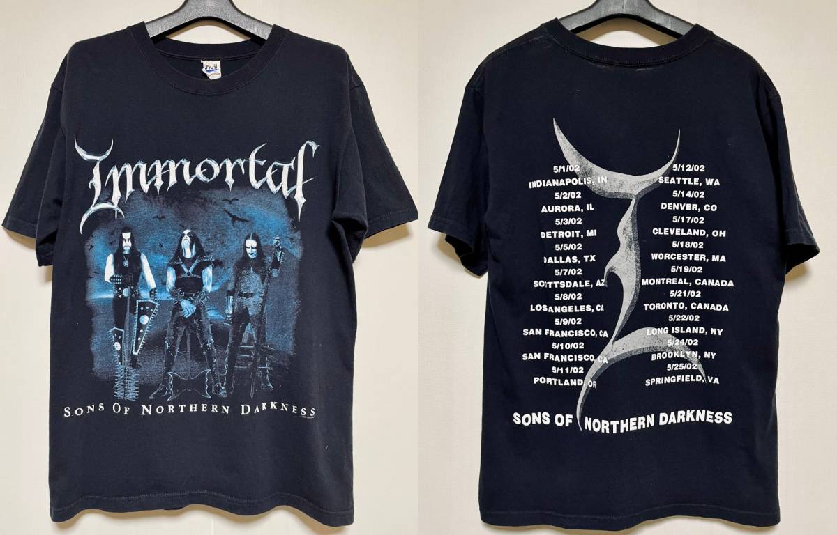 オリジナル ヴィンテージ T シャツIMMORTAL Sons Of Northern Darkness 2002 North America Concert Tour Shirt Black Metal Thrash Death