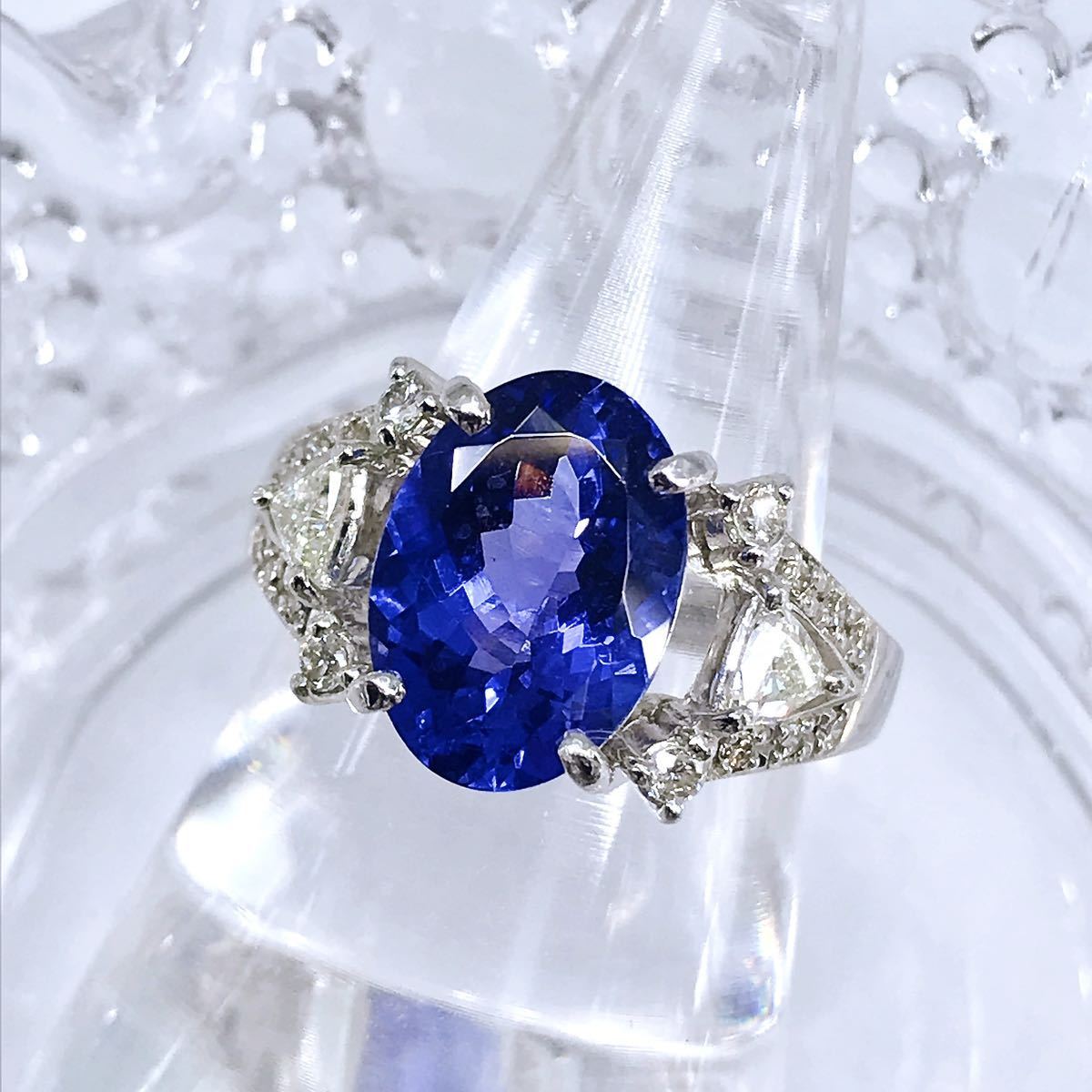 大粒 タンザナイト 4 26ct ダイヤモンド 0 39ct リング PT900 鑑別書