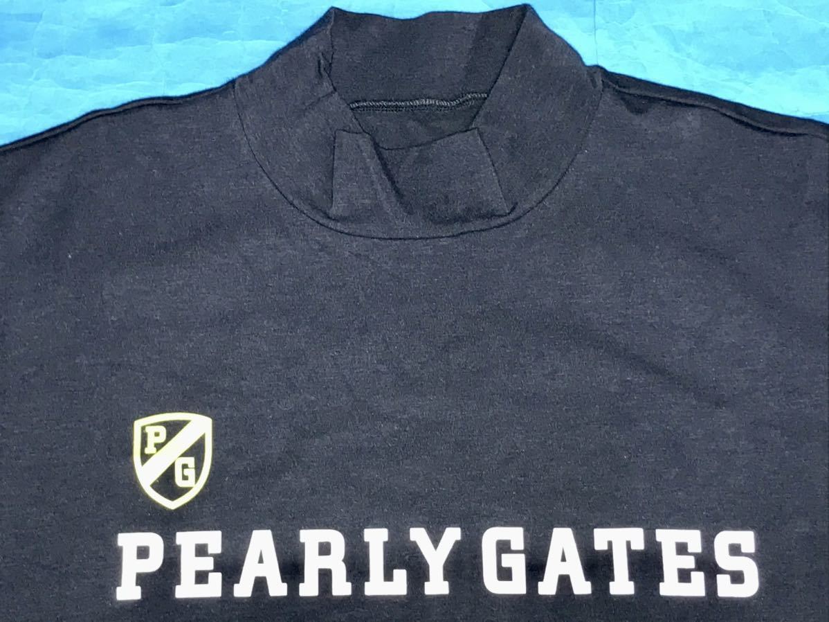 パーリーゲイツ★PEARLY GATES★ロゴプリント モックネックシャツ ハイネック サイズ５ 紺色★新品タグ付_画像4