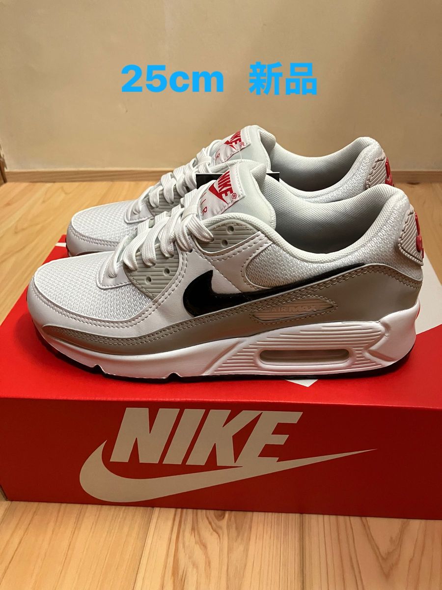 新品 NIKE エアマックス90 25cm ホワイト/グレー/ブラック 新品 NIKE エアマックス90 25cm ホワイト/グレー/ブラック