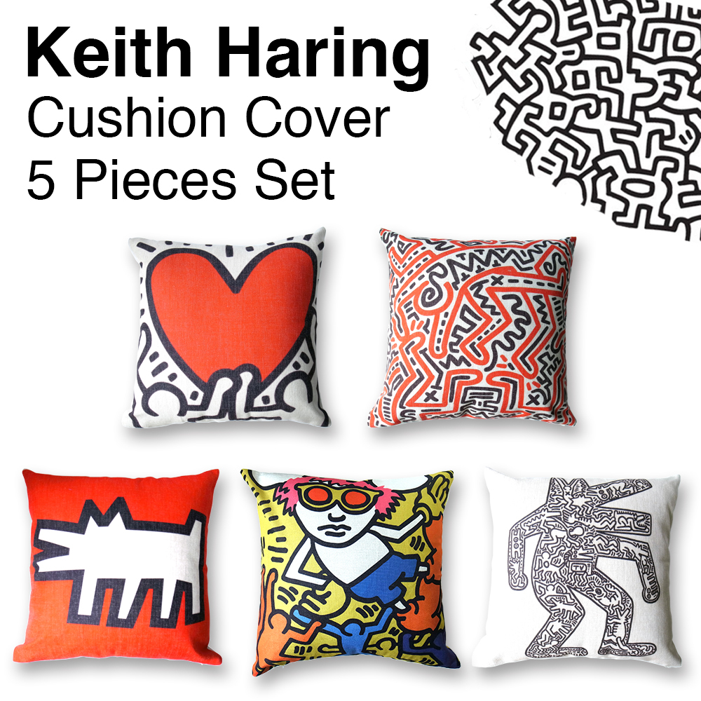 ★5種セット★ キースヘリング Keith Haring クッションカバー ポップアート インテリア 雑貨 ソファ ベッドの画像1