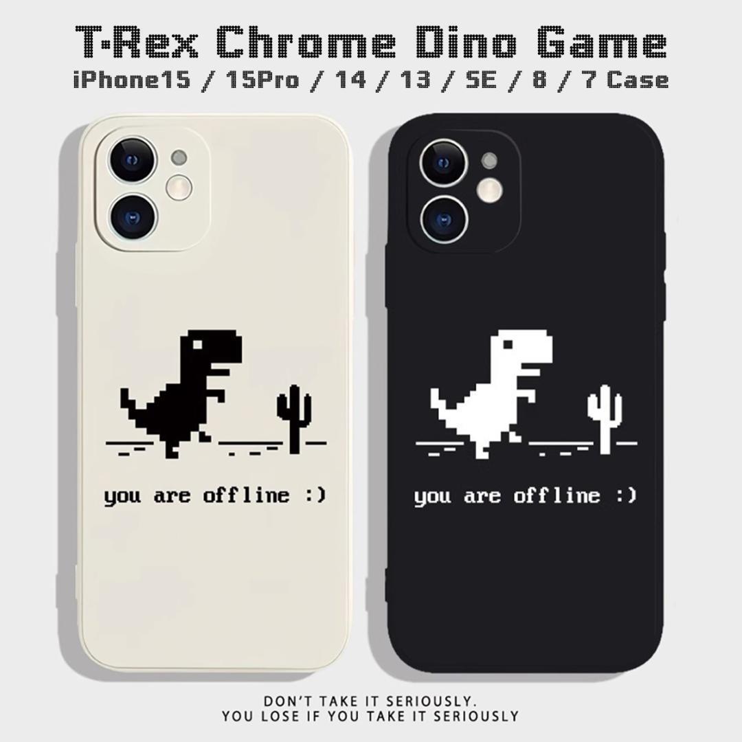 恐竜ゲーム iPhone15 ケース iPhone15Pro iPhone14 iPhone13 iPhoneSE 5サイズ展開 オフホワイト グーグル_画像4