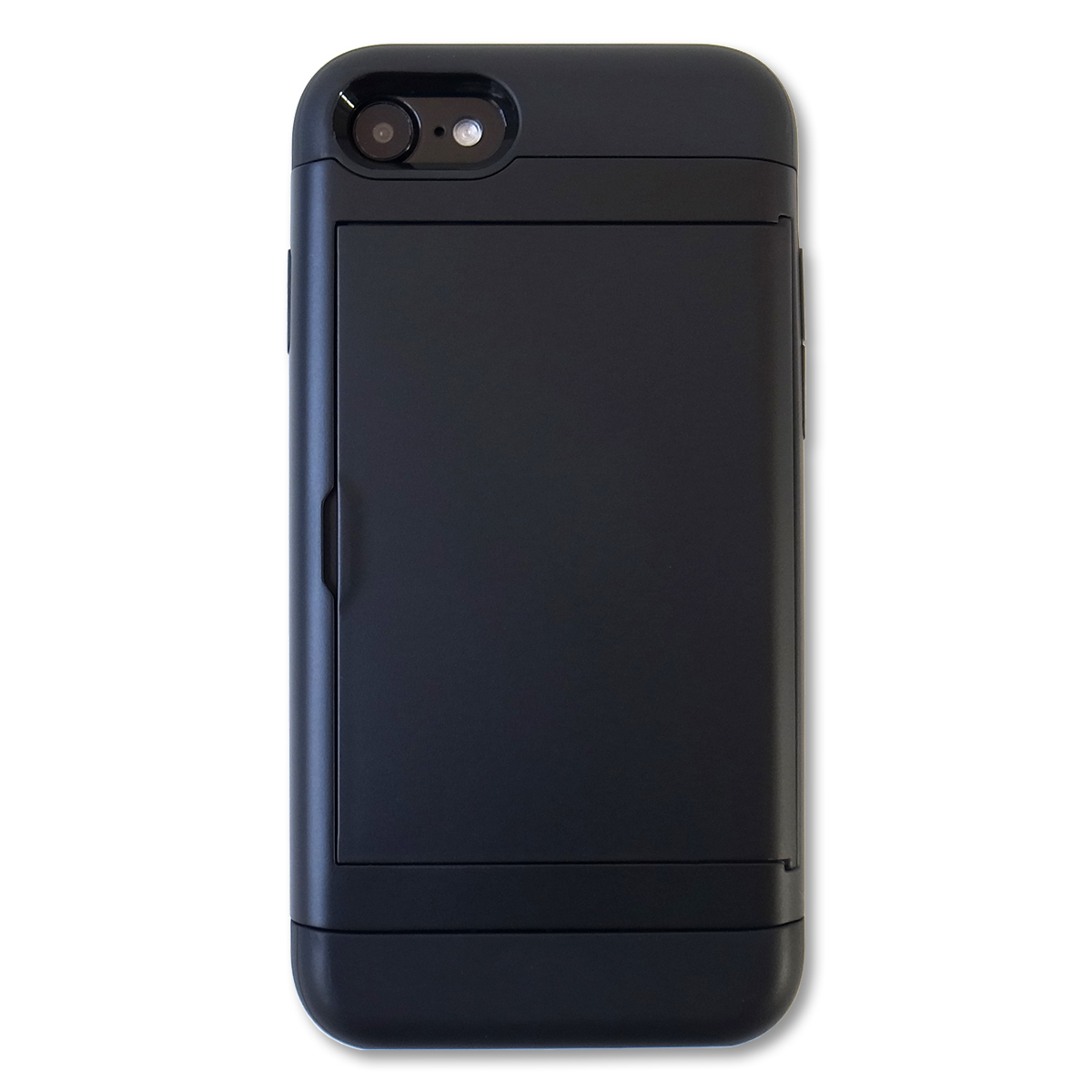 カード収納 iPhoneケース ブラック iPhoneSE 第2世代 第3世代 iPhone7 iPhone8 対応 液晶フィルム付き_画像1