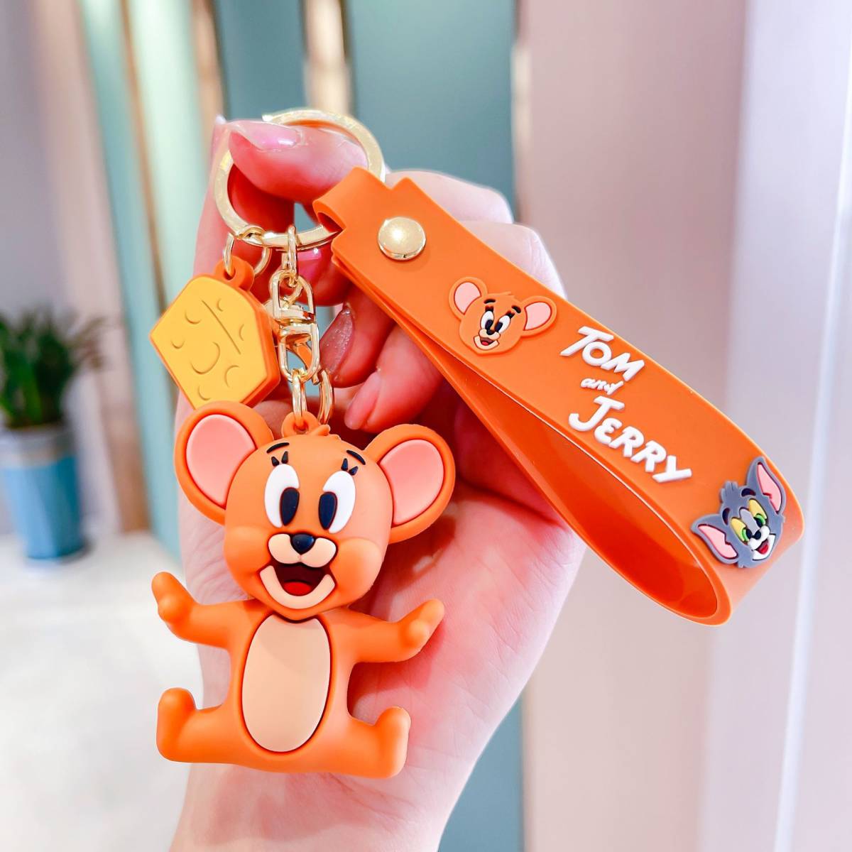 *2 шт. комплект * Tom . Jerry цельный брелок для ключа с ремешком . кольцо для ключей TOM & JERRY