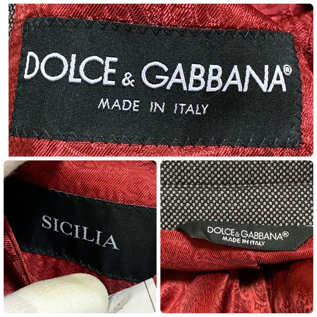 ドルチェ&ガッバーナ『激チャラ裏地ペイズリー』DOLCE&GABBANA テーラードジャケット タキシード ワインレッド 1円 ドット柄_画像9