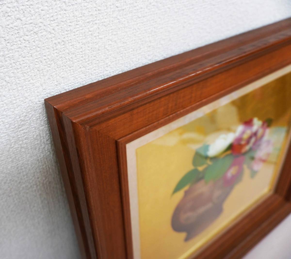 黒田悦子「椿」　キャンバスに油彩　F6号　額装　真作保証_画像4