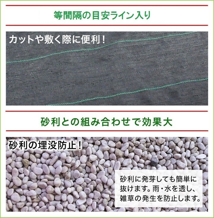 防草シート 黒 2m×100m 1巻 厚さ0.3mm 農用シート 草よけシート 除草シート 雑草防止 砂利下 人工芝下 LB-296_画像4