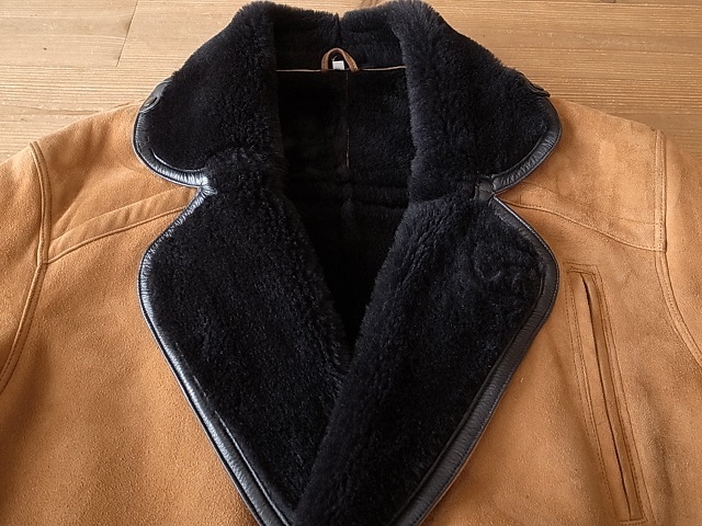  America б/у одежда Vintage мутон овчина кожа ягненка двойной жакет пальто размер L~XL соответствует 