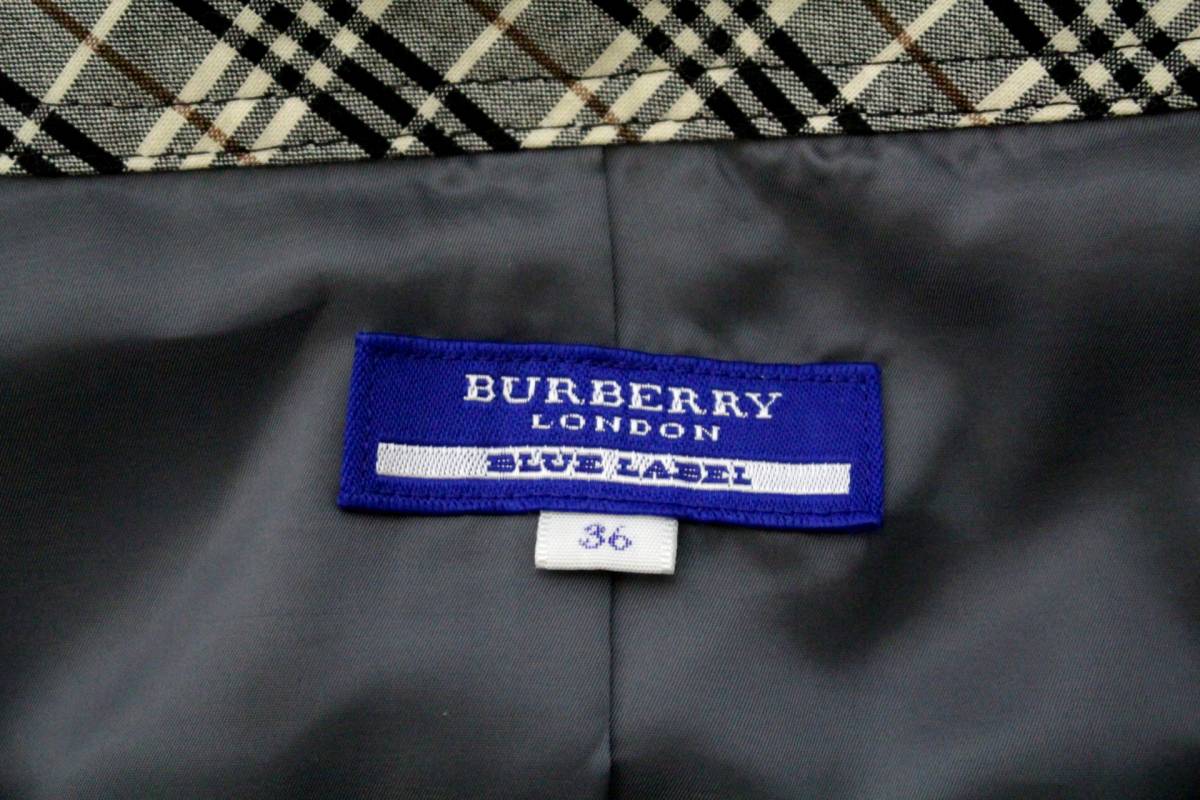 110 BURBERRYバーバリーBLUE LABELブルー レーベル三陽商会◆バーバリー チェック七分丈シャツ ワンピース◆コットン100％◆サイズ36_画像10