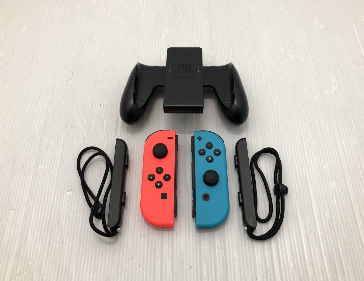 美品 任天堂 Nintendo Switch ジョイコン ジョイコングリップ ストラップ ネオン ブルー レッド 動作良好 純正 L R スイッチ Joy-Con_画像1