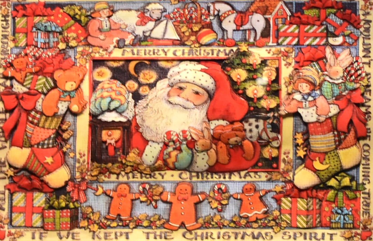 デコパージュ『メリークリスマス』5号サイズ Merry Christmas インテリア 雑貨 クラフト クリスマス 装飾 額装 緑和堂_画像2