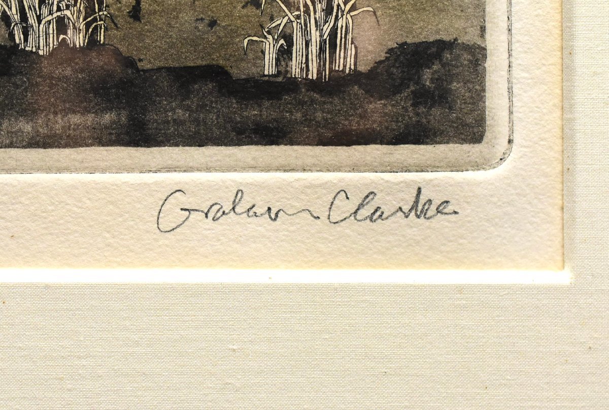 【真作】グラハム・クラーク『夏の旅人』15/400 エッチング 版画 直筆サイン 絵画 額装 緑和堂_画像4