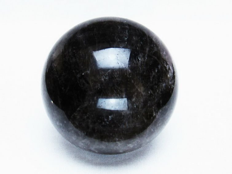 誠安◆天然石最高級品モリオン 純天然 黒水晶 丸玉 74mm [T572-8928]_画像1