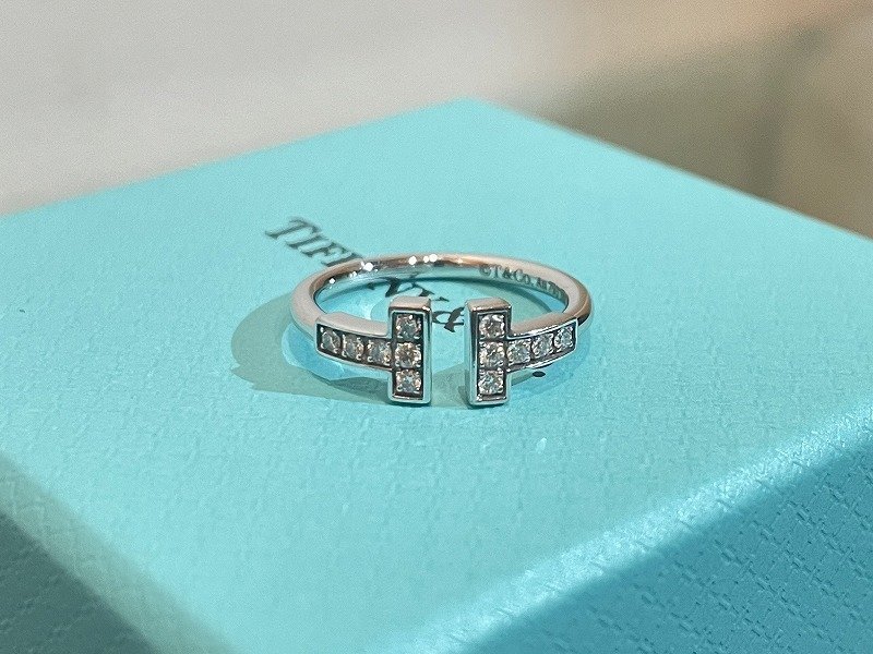 ★仕上げ磨き済！【Tiffany&Co. ティファニー T ダイヤモンド ワイヤー リング ホワイトゴールド Au750 ITALY 7.5号 レディース】YN00212の画像3