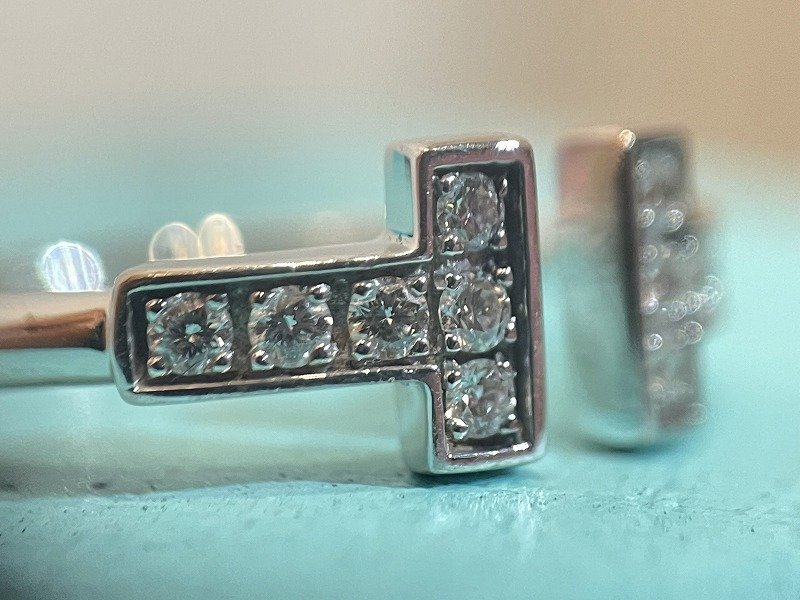 * finishing burnishing settled![Tiffany&Co. Tiffany T diamond wire ring white gold Au750 ITALY 7.5 number lady's ]YN00212