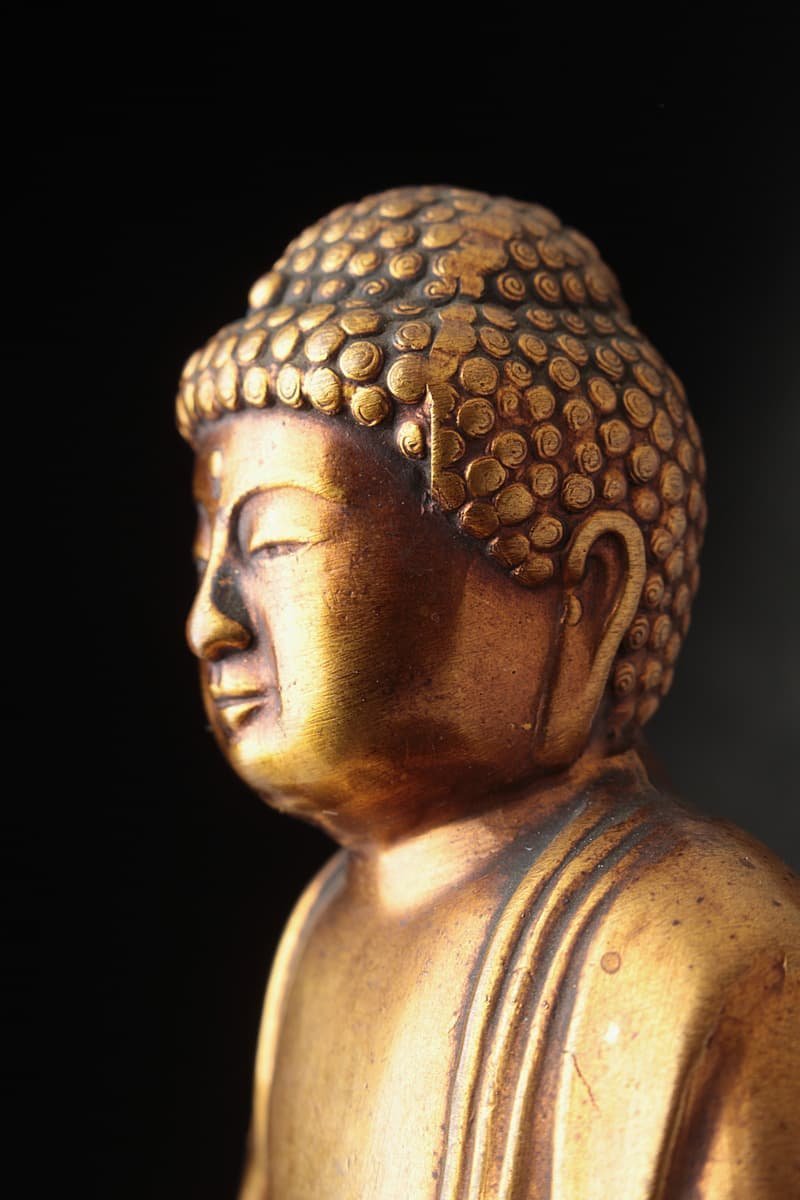 JI990 時代 仏教美術 梵字刻 鍍金阿弥陀如来坐像 高10cm 重330g・金銅阿彌陀佛像・仏像_商品詳細もご覧ください