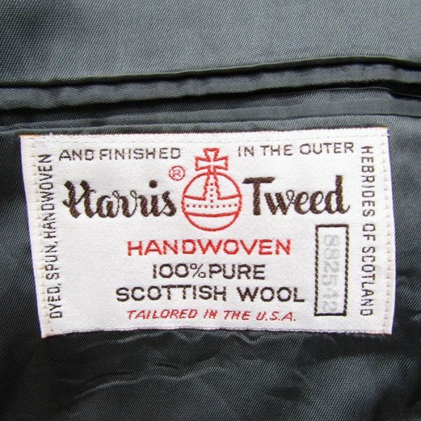 USA製 サイズ 42R vintage Harristweed ウール テーラード ジャケット ブレザー グレー系 ハリスツイード 古着 ビンテージ 3N0108_画像4