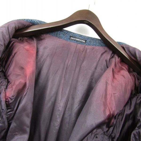 カナダ製 サイズ 48 LONG Harris Tweed ツイード ウール テーラード ジャケット ブレザー ハリスツイード ブルー 古着 ビンテージ 3N0407の画像8