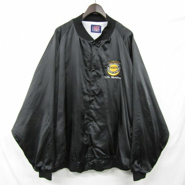 USA производства размер? нейлон жакет куртка с логотипом черный вышивка предприятие предмет подкладка иметь б/у одежда Vintage 3N0611