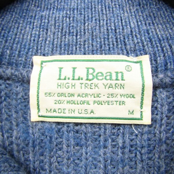 USA製 サイズ M L.L.Bean ハーフ ボタン ニット プルオーバー ヘンリーネック ブルー エルエルビーン レディース 古着 ビンテージ 3N1705_画像3