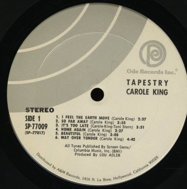 70年代前半 USプレスLP！白銀ラベル Carole King / Tapestry 71年【Ode / SP-77009】キャロル・キング つづれおり It's Too Late 収録_画像2