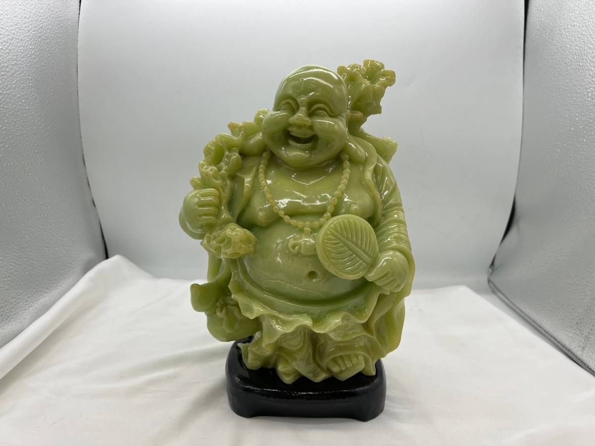 七福神 布袋様 翡翠グリーン 置物 商売繁盛 縁起物 - 工芸品