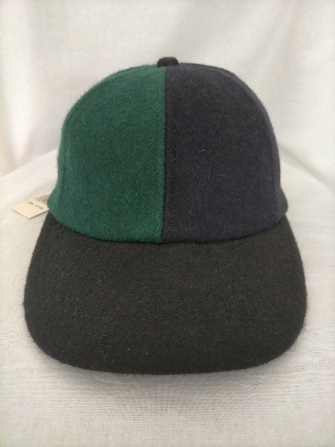 新品 デッドストック 90s USA製 OLD GAP オールドギャップ 2トーンカラー ストラップ ウールキャップ 黒×緑 ★ビンテージ古着_画像1