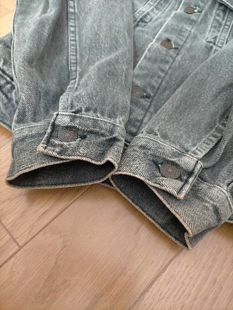 80s USA製 ビンテージ Levi's 70706-0258 リーバイス 先染めブラック デニムジャケット Boys-18 レディースM程度 ★Gジャン_画像8