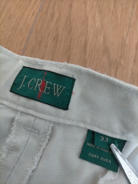 新品 デッドストック 90s ビンテージ J.CREW オールド ジェイクルー 巨人タグ ビンテージ加工 チノパン W33L34 ★ワークパンツ