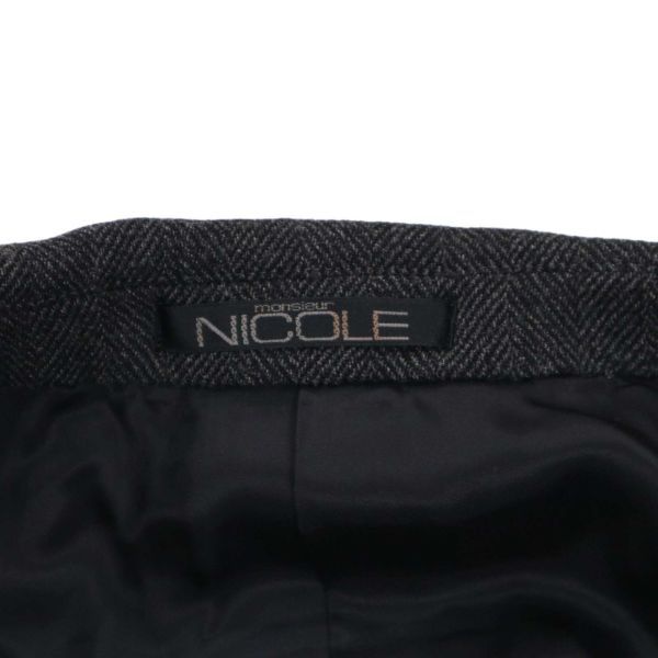 希少 初期★ MONSIEUR NICOLE ムッシュ ニコル ユキオコバヤシ 秋冬 ヘリンボン★ダブル セットアップ スーツ Sz.50　メンズ　I3T01865_B#N_画像5