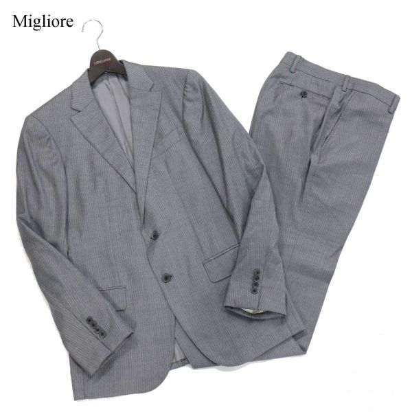 Brilla per il gusto ブリッラ ペル イル グスト 秋冬 MIGLIORE生地★ストライプ セットアップ スーツ Sz.46　メンズ グレー　I3T01901_B#N