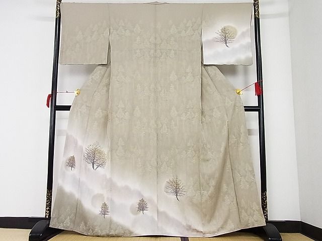 平和屋-こころ店■訪問着　樹林文　暈し染　着丈163cm　裄丈67cm　正絹　逸品　A-ck5832_画像1