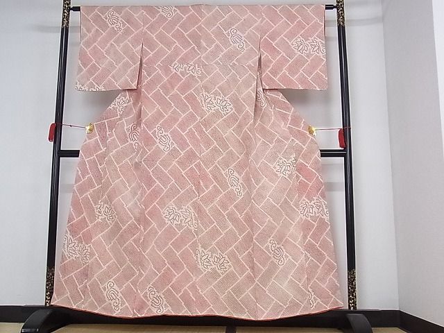 平和屋-こころ店■上質な小紋　総絞り　幾何学柄　暈し染め　着丈151cm　裄丈62cm　正絹　逸品　A-cs5566_画像2