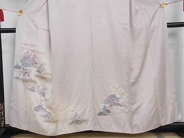 平和屋-こころ店■訪問着　風景草花文　金彩　着丈151.5cm　裄丈62.5cm　正絹　逸品　A-cs5494_画像3