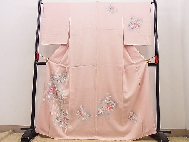 平和屋野田店■訪問着　友禅　竹垣扇面花文　暈し染め　逸品　n-hj6653_画像1