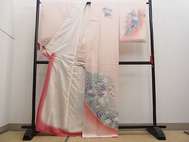 平和屋野田店■訪問着　京友禅　刺繍　風景牡丹花文　暈し染め　金糸　逸品　n-ar3915_画像2