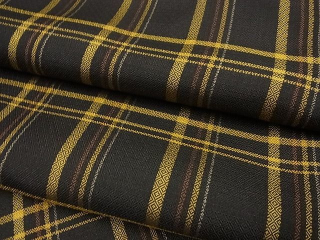 平和屋1□極上 本場黄八丈 黒八丈 紬 まるまなこ 逸品3s5238(紬、お召