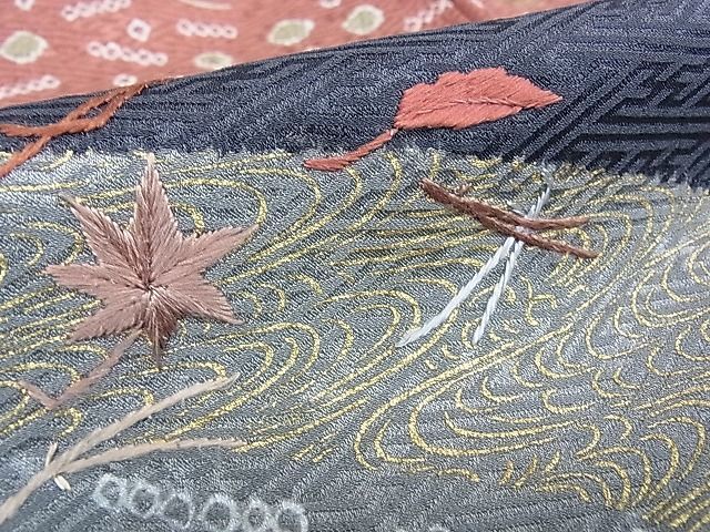 平和屋1■訪問着 刺繍 道長吹き寄せ文 金彩 逸品 pn4399の画像5