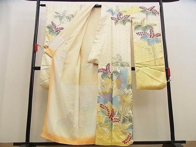 平和屋野田店■豪華振袖　総刺繍　鳳凰桐花文　暈し染め　金銀糸　逸品　n-up0422_画像2