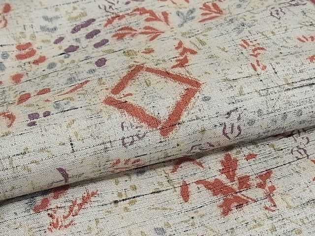 平和屋-こころ店■上質な紬　草花文　着丈155.5cm　裄丈61cm　正絹　逸品　B-sa4586_画像5