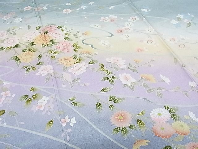 平和屋-こころ店■訪問着　草花文　暈し染　着丈169cm　裄丈69cm　正絹　逸品　B-oa7082_画像4