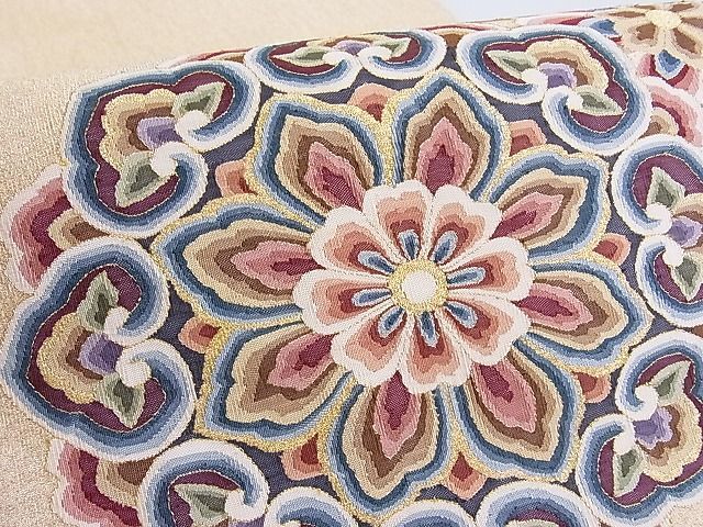 平和屋-こころ店□明綴れ 袋帯 舞花文 金糸 正絹 逸品 B-jd3888(仕立て