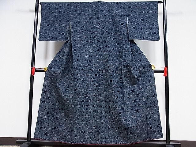 平和屋-こころ店■上質な紬　花菱文　着丈154cm　裄丈63.5cm　正絹　逸品　B-np9624_画像2