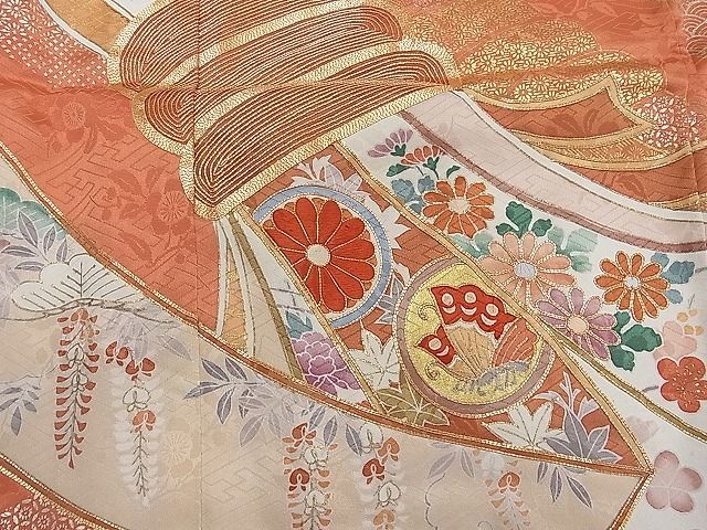 平和屋1■豪華振袖　駒刺繍　束ね熨斗吉祥文　金彩　高島屋扱い　逸品　ca4585_画像5