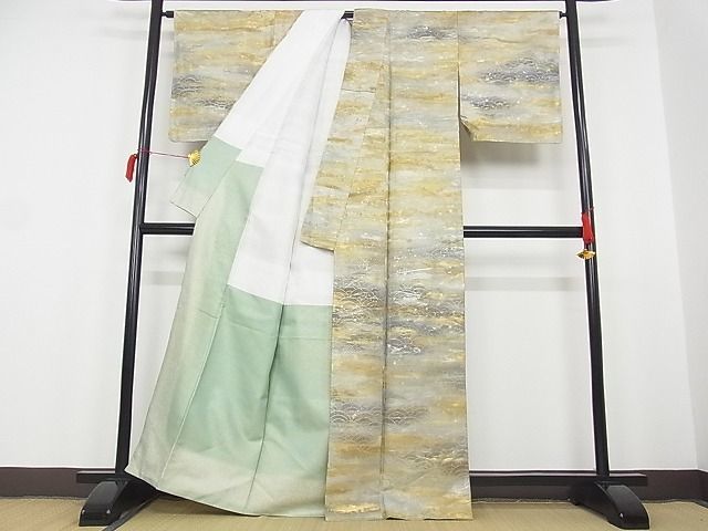 平和屋-こころ店■訪問着　霞青海波　金銀彩　着丈163cm　裄丈66.5cm　正絹　逸品　未使用　1B-wt128_画像2