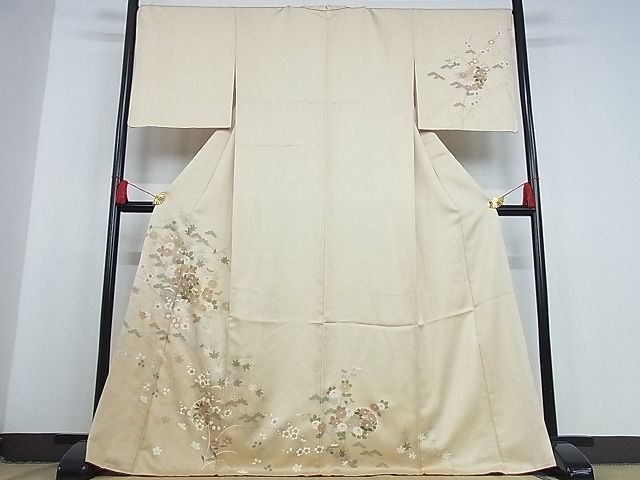 平和屋-こころ店■訪問着　雪輪花文　金彩　着丈169.5cm　裄丈68cm　正絹　逸品　B-ag5033_画像1