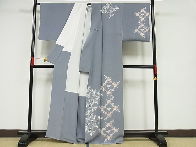 平和屋-こころ店■訪問着　作家物　絞り　花格子　着丈163cm　裄丈67cm　正絹　逸品　B-np9718_画像2