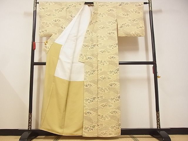 平和屋-こころ店■上質な小紋 吉祥地紙重ね花文 着丈157.5cm 裄丈65cm 正絹 逸品 A-ta6274の画像3