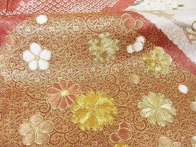 平和屋-こころ店■極上　訪問着　駒刺繍　絞り　吉祥花文　金彩　着丈163.5cm　裄丈67.5cm　正絹　逸品　A-ck6090_画像6