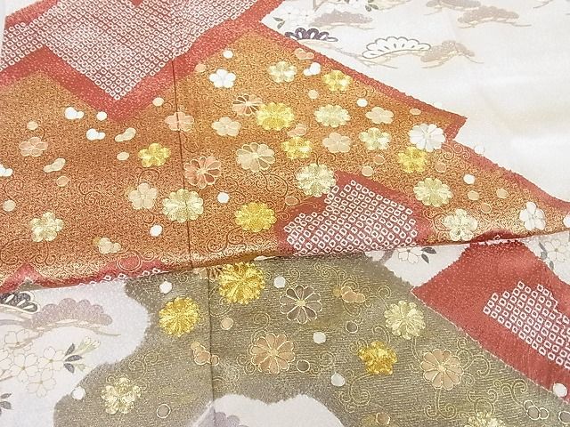 平和屋-こころ店■極上　訪問着　駒刺繍　絞り　吉祥花文　金彩　着丈163.5cm　裄丈67.5cm　正絹　逸品　A-ck6090_画像5